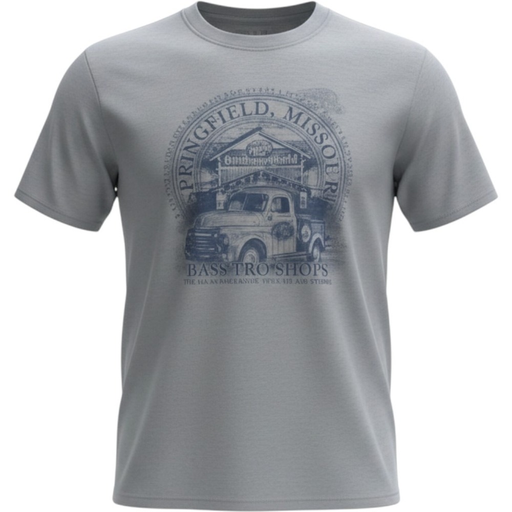 Bass Pro Shops Springfield Missouri Outdoor World Truck Graphic T-Shirt Gray XL